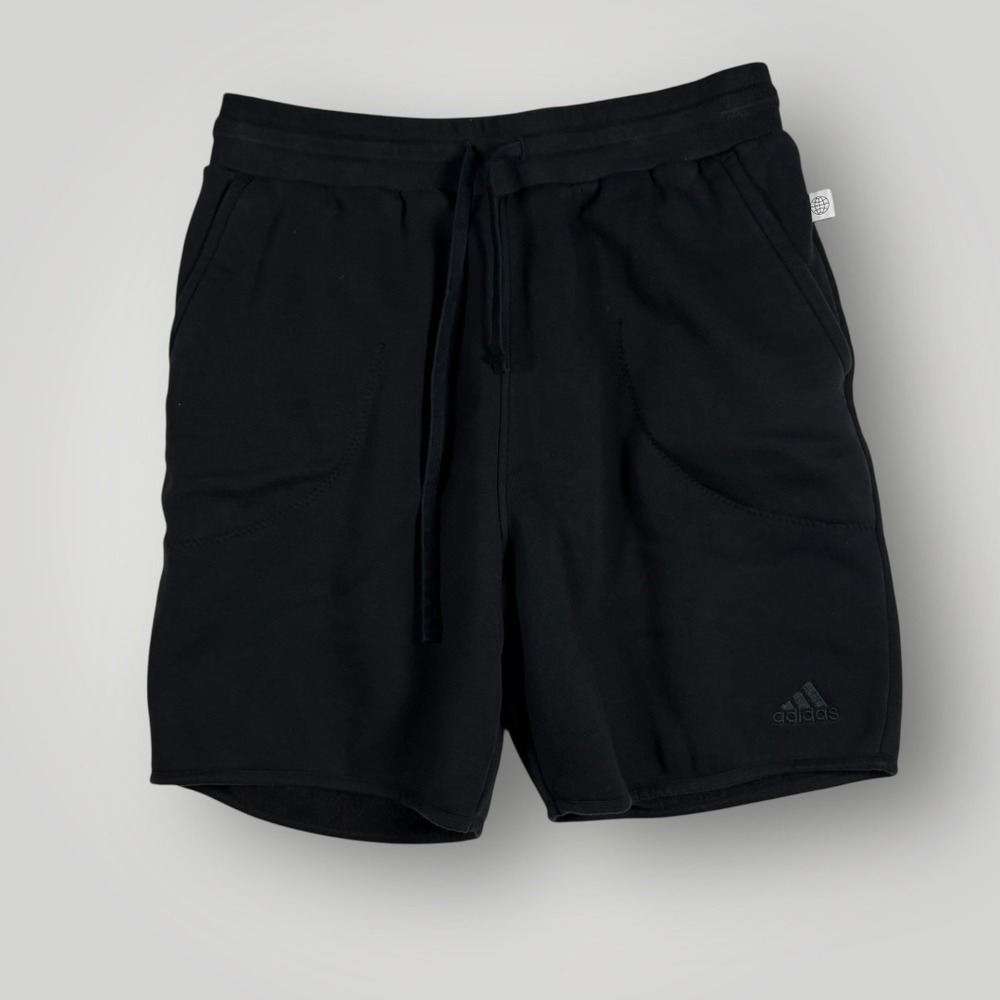 Adidas Made With Nature Black Fleece Shorts Womens Large Drawstring Athletic